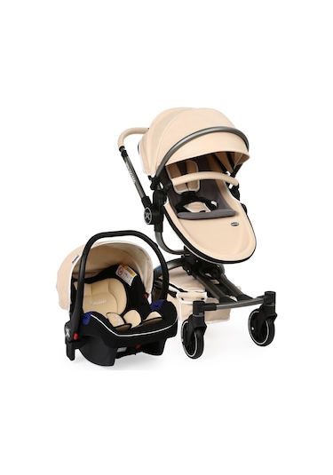 Yoyko Spin 360 Derece Dönebilen Bebek Arabası Latte Gri Kasa