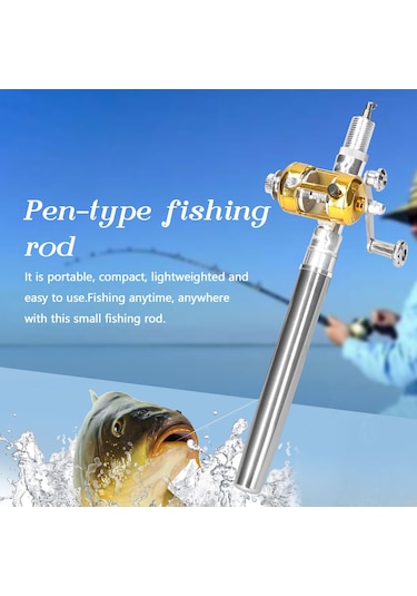 Qingmipy Portatif Kalem Tipi Metal Olta Seti - 1m Açık Uzunluk, 25m Misina, 66g Sarıç, Çok Renk Seçeneği