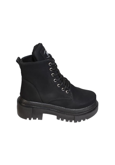 M.P Kız Çocuk Siyah Fermuar Bağcıklı İçi Polar Klaın Termo Taban Siyah