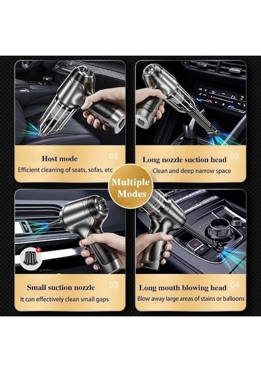 Tongxida 2024 Model Gri Araç İçi Kablosuz Süpürge - Emme/üfleme, 2 Fonksiyonlu