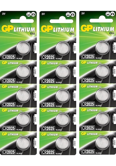 GP CR2025 3V Lityum Kartela Düğme Pil 5 x 3'lü