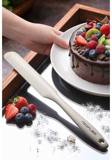 Neoflam Silikon Ince Pasta Spatulası Bej Bej