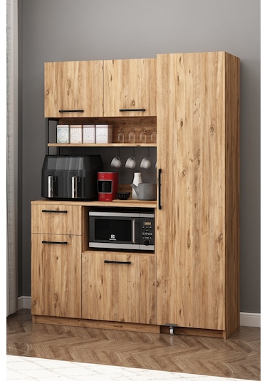 Ervin Kahve Köşesi Tek Kapaklı Airfry Kiler Dolabı Çok Amaçlı Erzak Dolabı Atlantik Çam Atlantik Çam