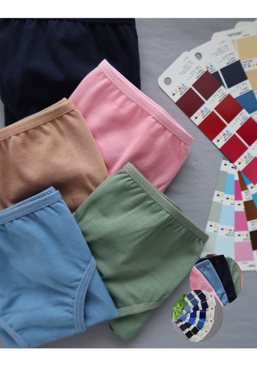 Alya Underwear Kız Çocuk Kalpli Dokuma Lastik Pamuklu Kumaş Slip Külot 5'li Paket 5 Adet Beyaz Renkli P14