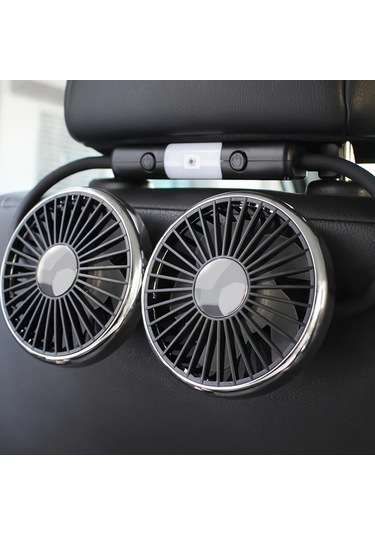 Willowhaven Siyah Çift Başlı Usb Araç Arka Koltuk Fanı Bağımsız Hava Akışı 360 Dönüş