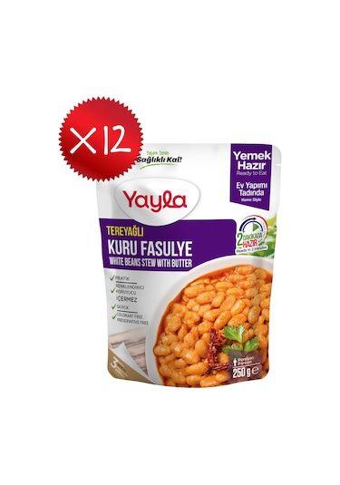 Yayla Yemek Hazır Tereyağlı Kuru Fasulye 250 Gr X12