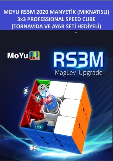 3x3 Mıknatıslı Manyetik Zeka Küpü - Moyu Rs3m Profesyonel Speed Cube - 3x3 Zeka Sabır Küpü -
