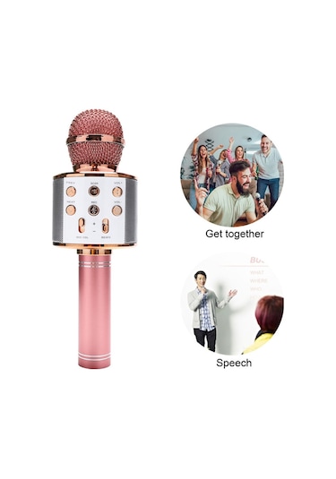 Mufunye Profesyonel Bt Kablosuz Mikrofon Karaoke Hoparlör Ktv Müzik Çalar Şarkı Kaydedici El Mikrofonu Mavi