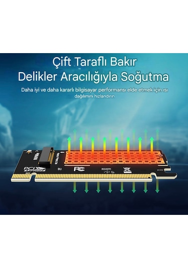 M.2 Nvme'yi Pcı-e 4.0 X16 Adaptörüne Dönüştürücü Isı Emicili İle