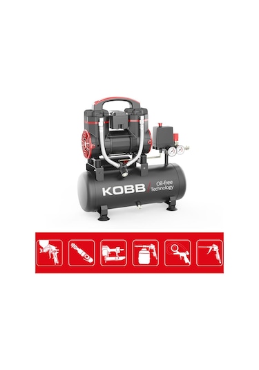 Kobb KBK8S 1.2 Hp 8 L 8 Bar Yağsız Sessiz Taşınabilir Hava Kompresörü