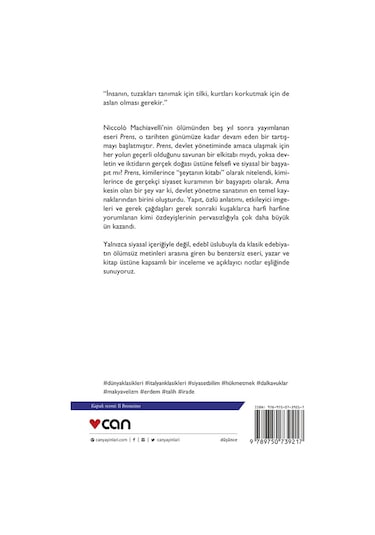 Prens - Niccola Machiavelli - Can Yayınları