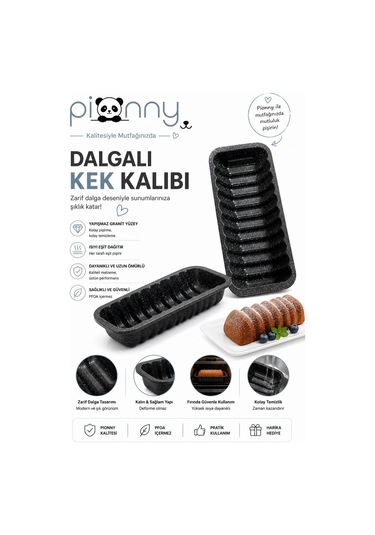 Pionny Baton Dilimli Döküm Kek Kalıbı Siyah