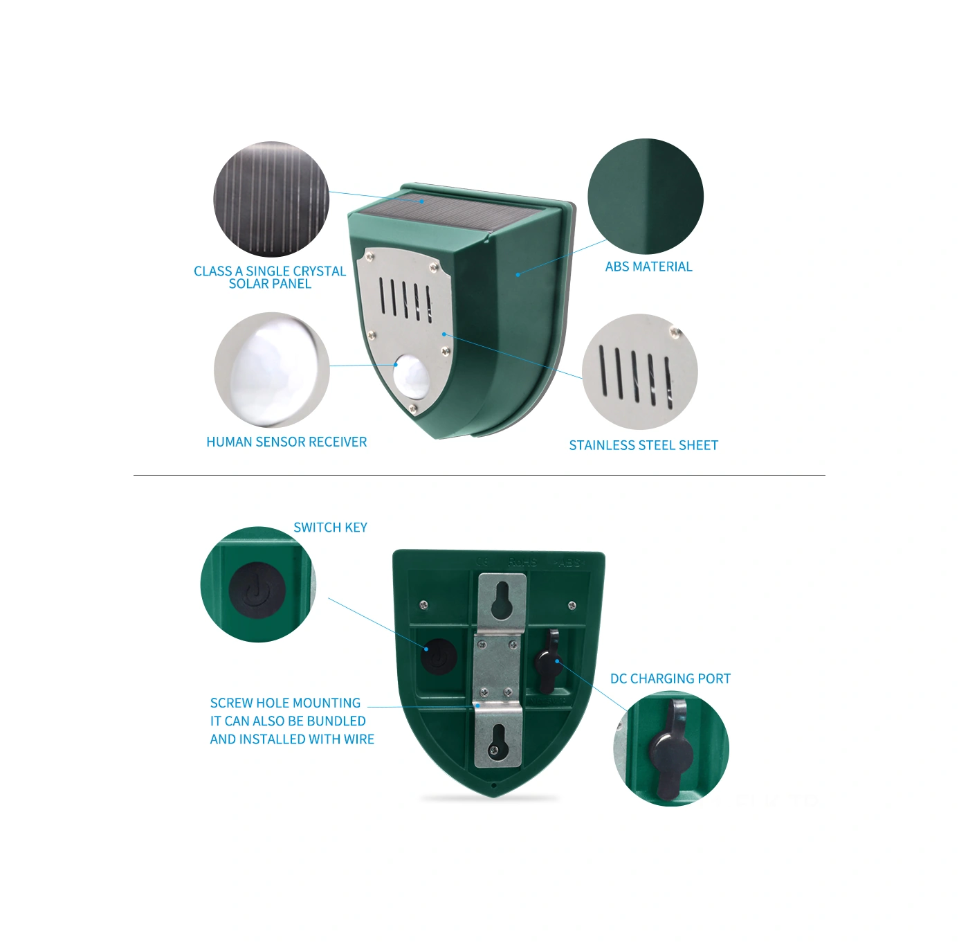 Xindoker Güneş Enerjili Ultrasonik Alarm, 129db Işık-ses Uyarısı, Ip55 Su Geçirmez, 5-8m Kişi Algılama, N911m Yeşil, 1 Adet Xindoker Güneş Enerjili Ultrasonik Alarm, 129db Işık-ses Uyarısı, Ip55 Su Geçirmez, 5-8m Kişi Algılama, N911m Yeşil, 1 Adet