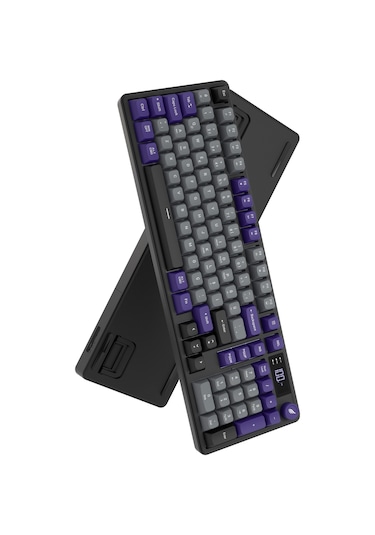 Hawk Gaming Hk258 Membrane Lcd Rgb Kablosuz/bluetooth Gri Mor Full Türkçe Gaming Klavye