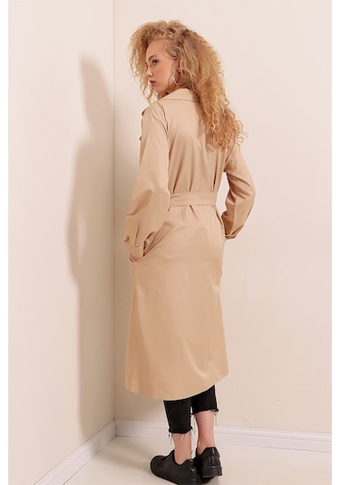 Bigdart 5853 Kruvaze Yaka Trençkot - Vizon 001