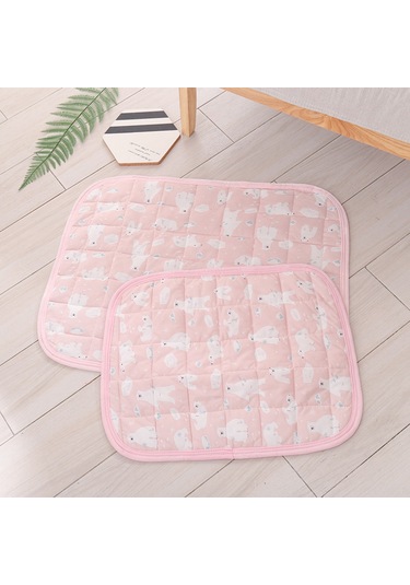 Vkemall Kedi Köpek Soğutucu Yastık Buz İpek Dokuma, Yastıklı, Kaymaz Altı, Makine Yıkama Uygun, Pembe Kiraz Desenli, S Boyut 60x40cm