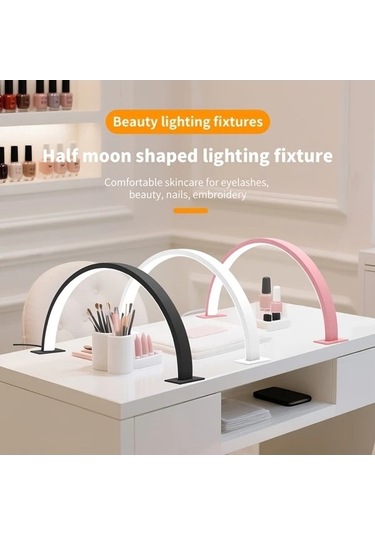 Fastbuy Dream011 Pembe Usb Masa Lambası Yarım Ay Şekilli Tırnak/dövme Işığı Parlaklık Ayarlanabilir Pembe Pembe