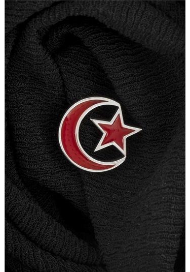 925 Ayar Gümüş Ayyıldız Mineli Rozet -8064 Gümüş