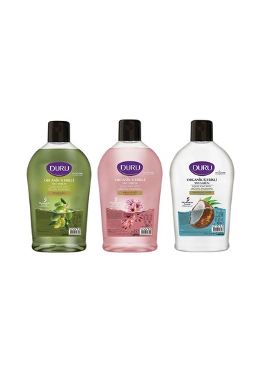 Duru Sıvı Sabun 1500 Ml X 3 Lü Karma Paket Zeytinyağı-hind.cevizi-kiraz