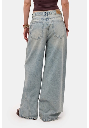 Itsbasic Kadın Kot Renk 4s6-32 Süper Baggy Fit %100 Koton Denim Jean Mavi