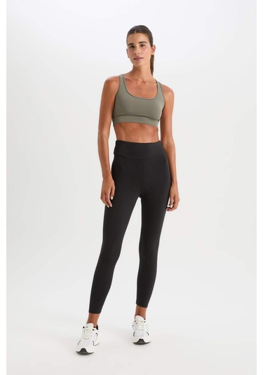 DeFactoFit Yüksek Bel İçi Yumuşak Tüylü Beli Saran Basic Düz Sporcu Tayt W8206AZ25SPBK81 SiYAH