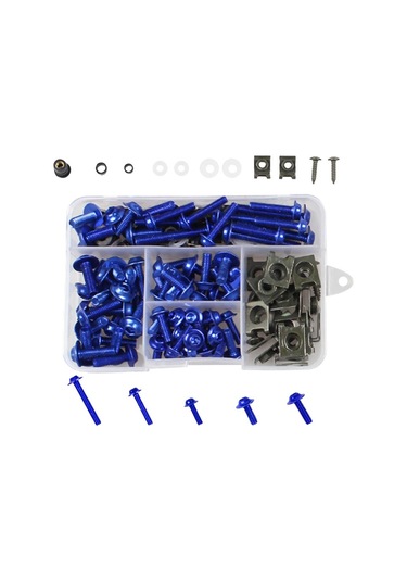 177 Adet / Kutu Motosiklet Modifikasyon Aksesuarları Ön Cam Kapağı Seti Vidası Mavi Mavi