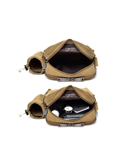 Moda Günlük Kanvas Çok Bölmeli Omuz Çantası D6663-s Haki