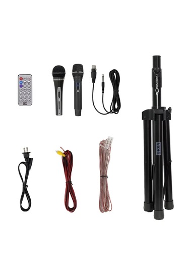 Hoparlör Seti 900w Bluetooth Şarjlı Işıklı Part Box +2 Mikrofon