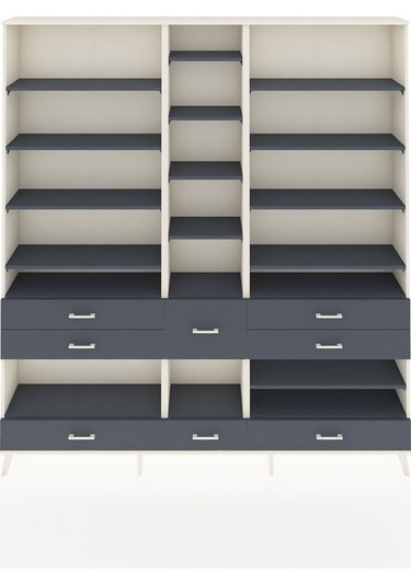 Arges Dolap 19 Raflı 8 Çekmeceli 220x30x243 Aytaşı-antrasit/antrasit Antrasıt/antrasıt