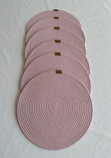 Yuvarlak Amerikan Servis Sofra Altlığı, Masa Dekoru Supla 33x33 6lı Pembe