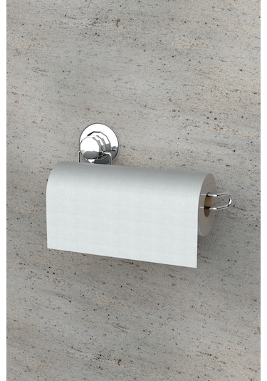 Vakumlu Banyo Mutfak Kağıt Havlu Askısı Krom Gümüş