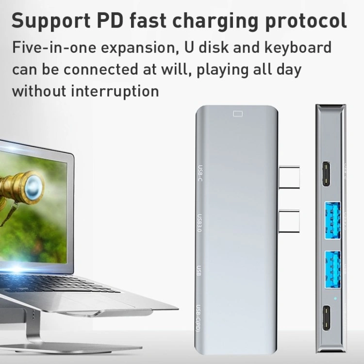 Technow Yg-2102 5 İn 1 Çift Usb-c / Type-c-usb Hub Çevirici Adaptör