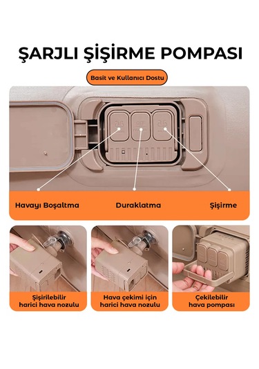 Kendi Kendine Şişen Otomatik Tek Kişilik Şişme Koltuk Bej