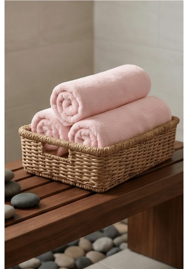 6'lı Pudra El Havlusu - 50x90 Cm, 225 Gr, %100 Pamuk, Spa Ve Otel Havlusu, Günlük Kullanıma Uygun Pudra