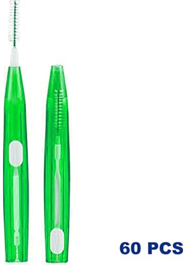 Skycity 60 Adet 0.8mm Yeşil Fırça Ucu, Tıkanma Olmayan Tasarım, Yumuşak Telli, Aile İçin Oral Bakım Aleti
