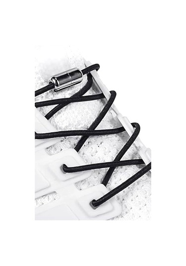 Ayarlanabilir 1 Çift Siyah Vidalı Kapsül Uçlu Yuvarlak Lastik Pratik Bağcık Siyah