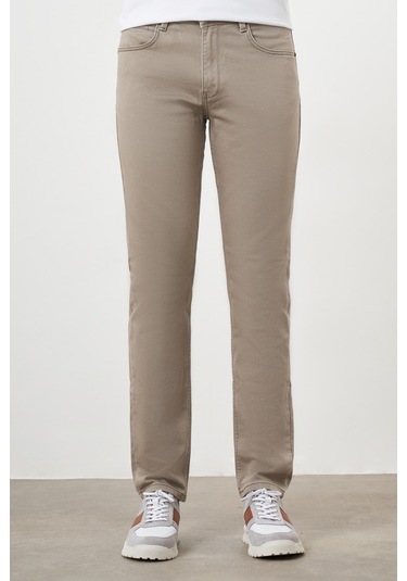 Morven Erkek Bej Mevsimlik Pamuk 5 Cep Dynamic Fit Jean Pantolon Bej