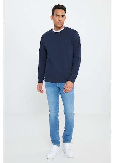 AC&Co / Altınyıldız Classics Erkek Lacivert-g.melanj 2'li Paket Pamuklu Standart Fit Normal Kesim Bisiklet Yaka Sweatshirt Lacivert-g.melanj Lacivert - Gri Melanj