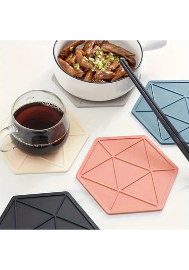 Topshop1 Beige Altıgen Yalıtımlı Paspas Yumuşak Kauçuk Kalınlaştırılmış Mutfak Dekoru