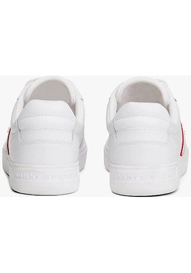Tommy Hilfiger Th Dokuma Şeritli Düz Taban Kadın Beyaz Sneaker Fw0fw09001ybs Beyaz