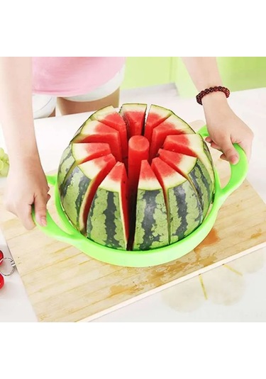 Suofeng Stainless Steel Karpuz Dilimleyici - Keskin Bıçaklı, Ergonomik Kollü, Temiz Ve Eşit Dilimler İçin Mutfak Aracı Yeşil