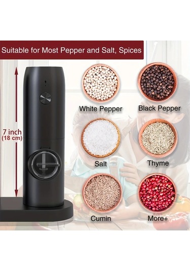 Honeybeeshop Bir Paket 1 Veya 2li Sarj Edilebilir Elektrikli Biber Ve Tuz Degirmeni Seti Sarj Tablasi Otomatik Calisma Led İsik Ayarlanabilir Ogutme Usb Sarj Kompakt Tasarim Ahşap