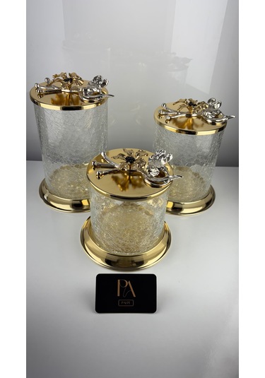 Çay Kahve Şekerlik Kavanoz Sunumluk Söz Nişan Kız İsteme Çikolatalık Dekoratif Obje Biblo Süs Eşya Çatlak Görünüm Gold