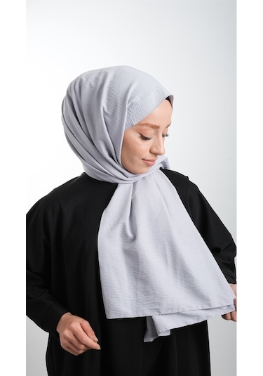 Hürrem Bone 202105_15 Pamuk Düz Klasik Caz Şal Gri