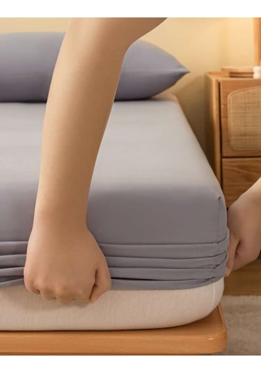 Totem Ranforce Pamuklu Gri Yastık Kılıflı Lastikli Çarşaf