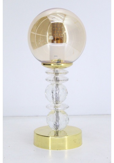 Kristal Taşlı Masa Abajuru Gece Lambası Yatak Başı Lambası Füme