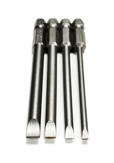 Cc Globall 4 Adet Manyetik Oluklu Tornavida Ucu Seti 1/4 Inç Hex Shank 100mm Uzun 3mm / 4mm / 5mm / 6mm Düz Uçlu Tornavida Bit Seti