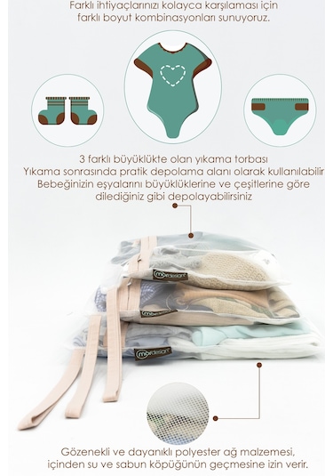 Bebek Çamaşır Yıkama Filesi, Kıyafet Torbası, Dhobis Seri, Bej
