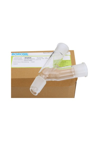 Borosil 29 32 İki Boyunlu 45 Derece Açılı Cam Adaptör