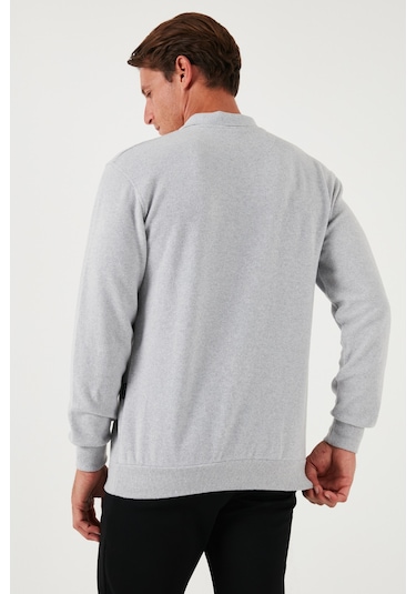 Buratti Pamuk Karışımlı Regular Fit Erkek Polo Yaka Kazak 456223 Açık Gri